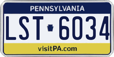 PA license plate LST6034