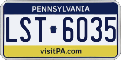 PA license plate LST6035