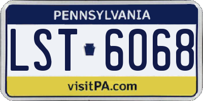PA license plate LST6068