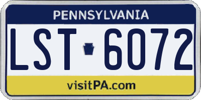 PA license plate LST6072