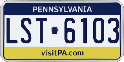 PA license plate LST6103