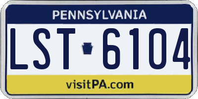 PA license plate LST6104