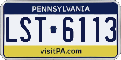 PA license plate LST6113