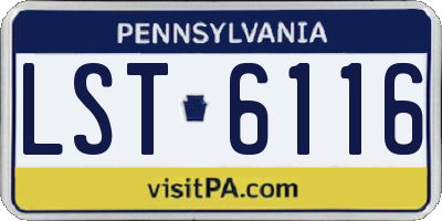 PA license plate LST6116