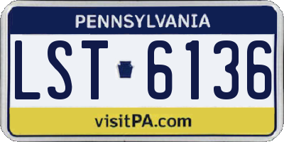 PA license plate LST6136