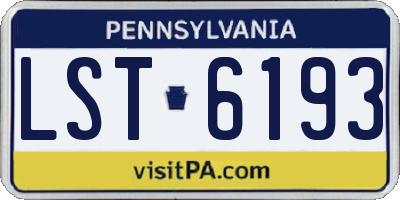 PA license plate LST6193