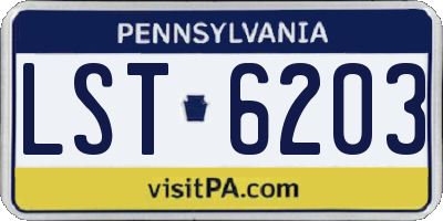 PA license plate LST6203