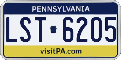 PA license plate LST6205