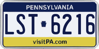 PA license plate LST6216