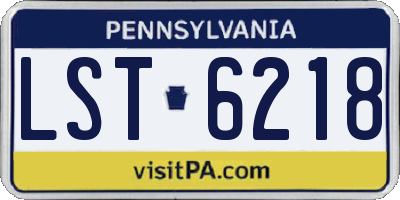 PA license plate LST6218