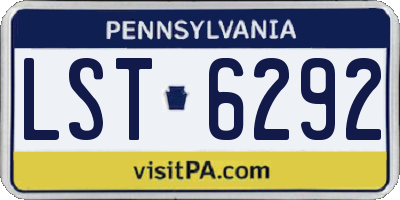 PA license plate LST6292