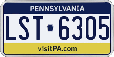 PA license plate LST6305