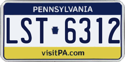 PA license plate LST6312