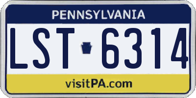 PA license plate LST6314