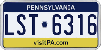 PA license plate LST6316