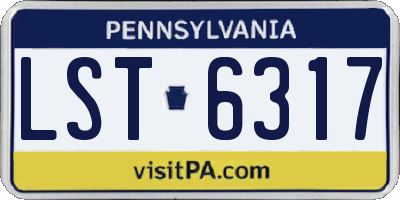 PA license plate LST6317