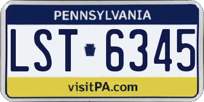 PA license plate LST6345