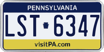 PA license plate LST6347
