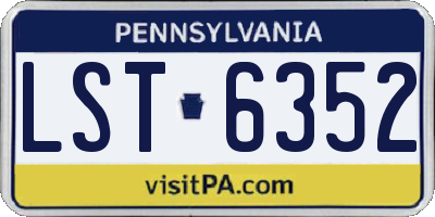PA license plate LST6352