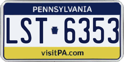 PA license plate LST6353
