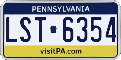 PA license plate LST6354