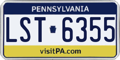PA license plate LST6355