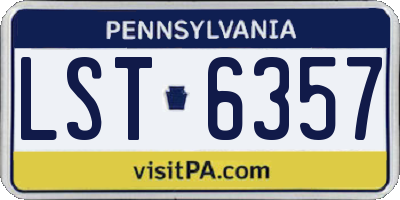PA license plate LST6357