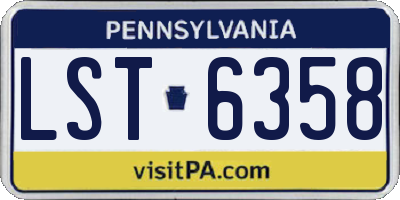 PA license plate LST6358