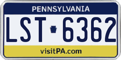 PA license plate LST6362