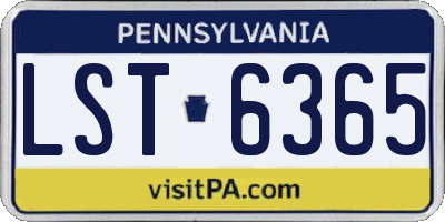 PA license plate LST6365