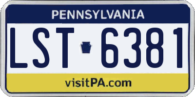 PA license plate LST6381