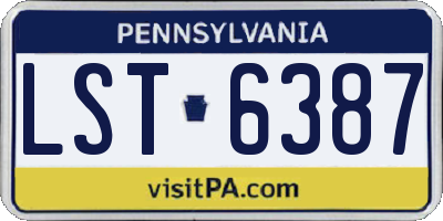 PA license plate LST6387