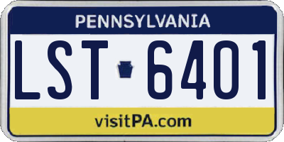 PA license plate LST6401