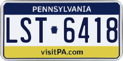 PA license plate LST6418