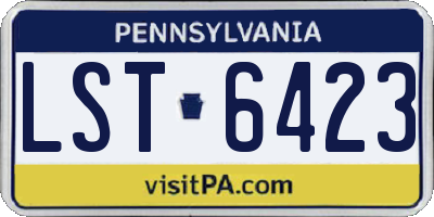 PA license plate LST6423
