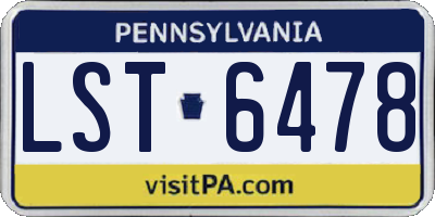 PA license plate LST6478