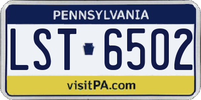 PA license plate LST6502