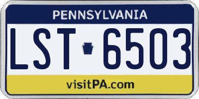 PA license plate LST6503