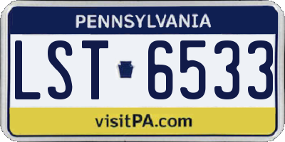 PA license plate LST6533