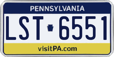 PA license plate LST6551