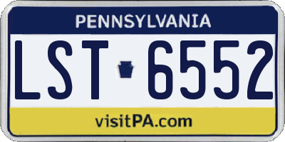 PA license plate LST6552