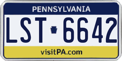 PA license plate LST6642