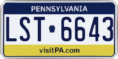 PA license plate LST6643