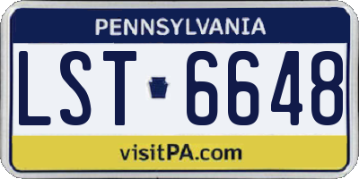 PA license plate LST6648