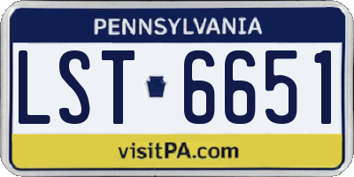PA license plate LST6651