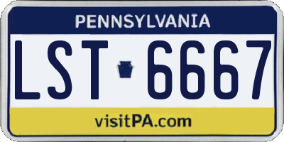 PA license plate LST6667