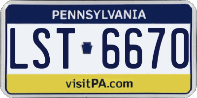 PA license plate LST6670