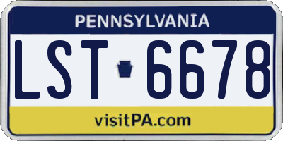PA license plate LST6678