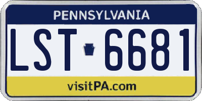 PA license plate LST6681