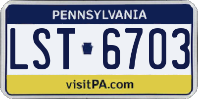 PA license plate LST6703